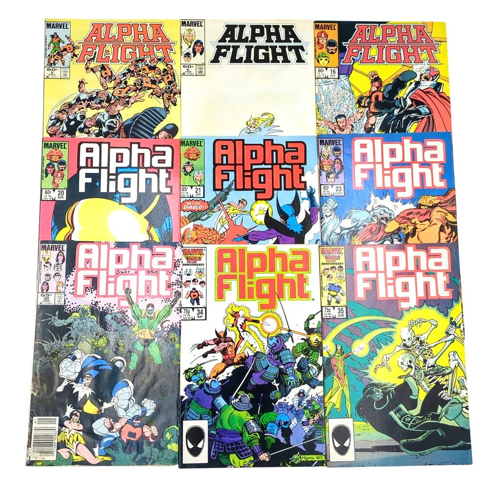 Alpha Flight 9 Issue Lot 5 6 16 20 21 23 30 34 35 Marvel Comic Wolverine 1983-85